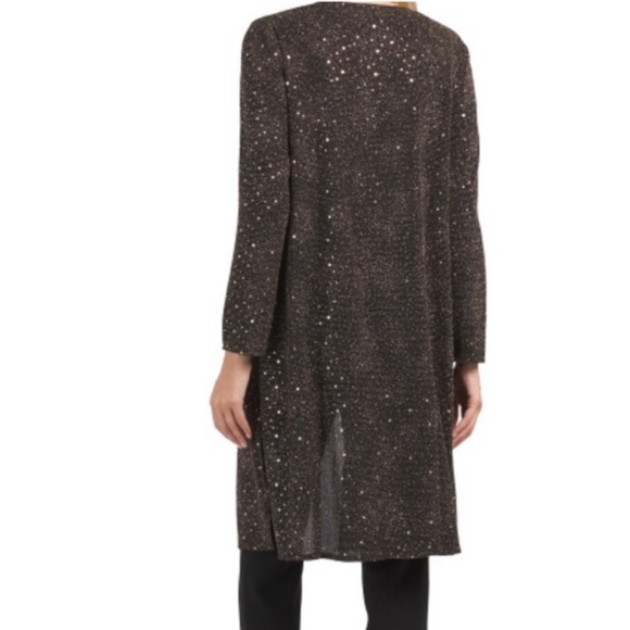 Ann Klein Black Sequin Formal Evening Jacket Cardigan Women Large Oversized Long - Picture 5 of 12